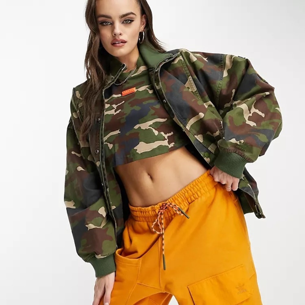 Adidas Ivy Park Unisex Green Long Sleeve High Neck Canvas Jacket S - Picture 1 of 16